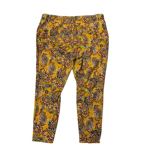 SOLD - Terra & Sky Women's Yellow Multicolor Paisley Print Pants - Picture 2 of 3